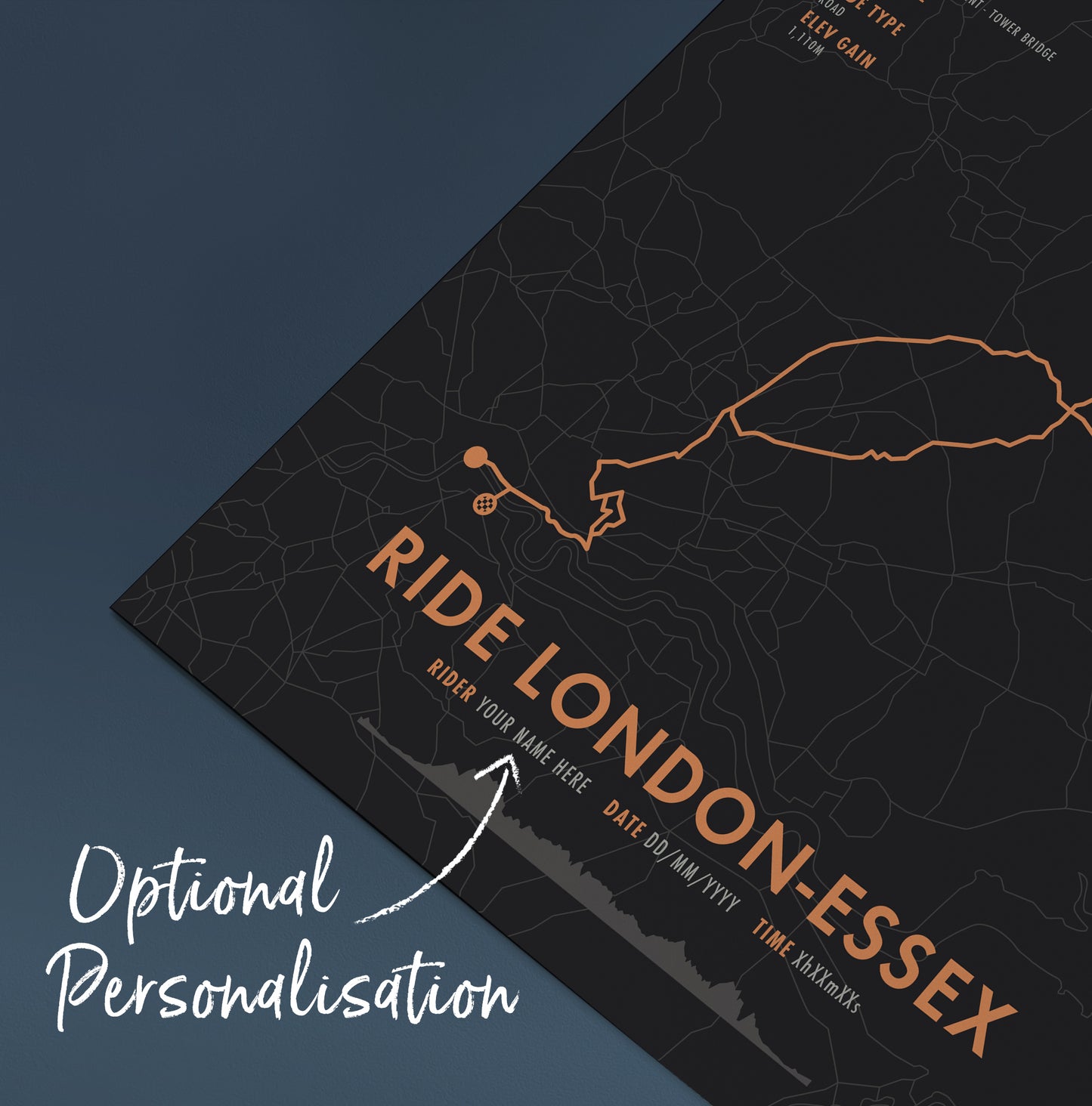 RideLondon-Essex 100 - Cycling Route Map Print - Personalise Options