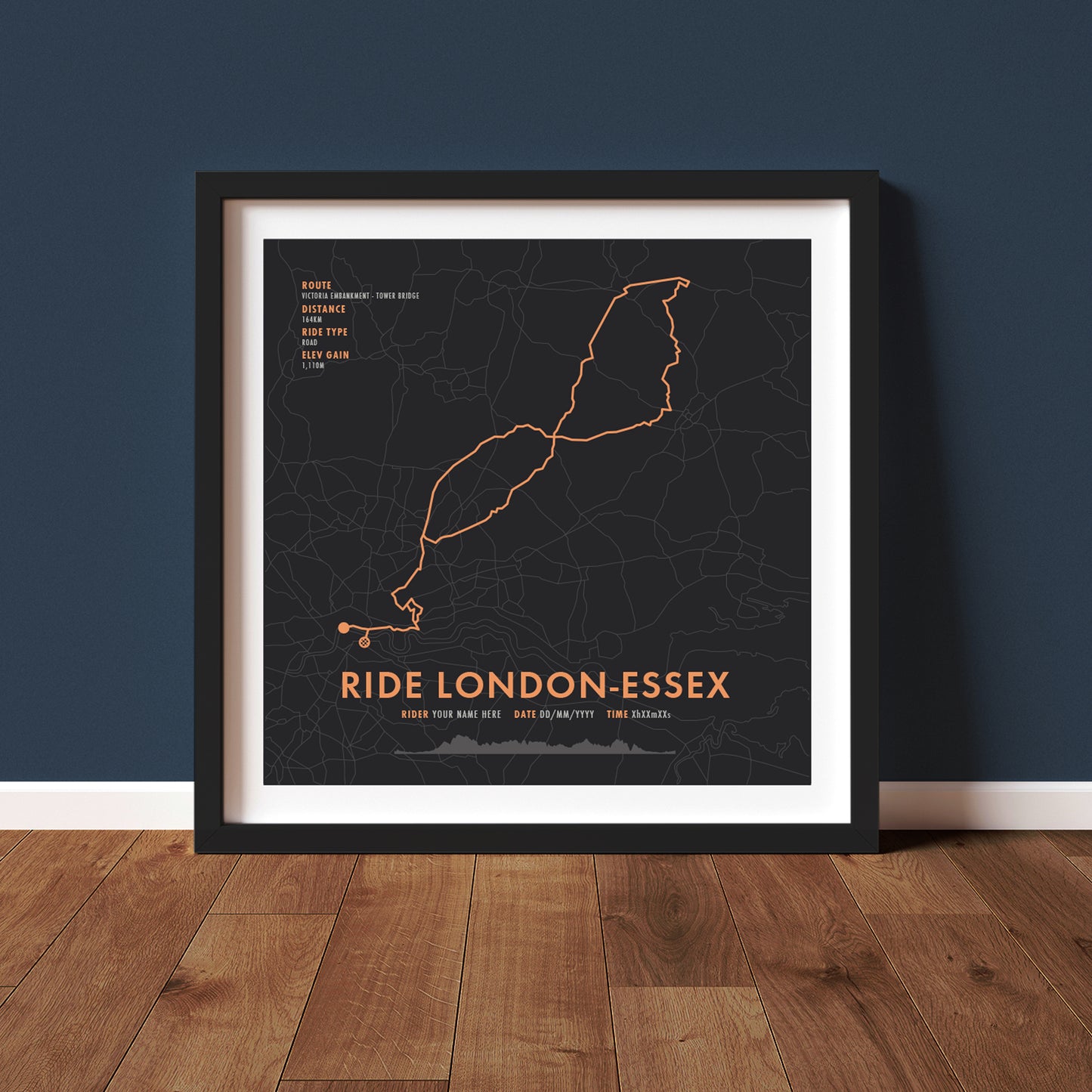 RideLondon-Essex 100 - Cycling Route Map Print - Personalise Options