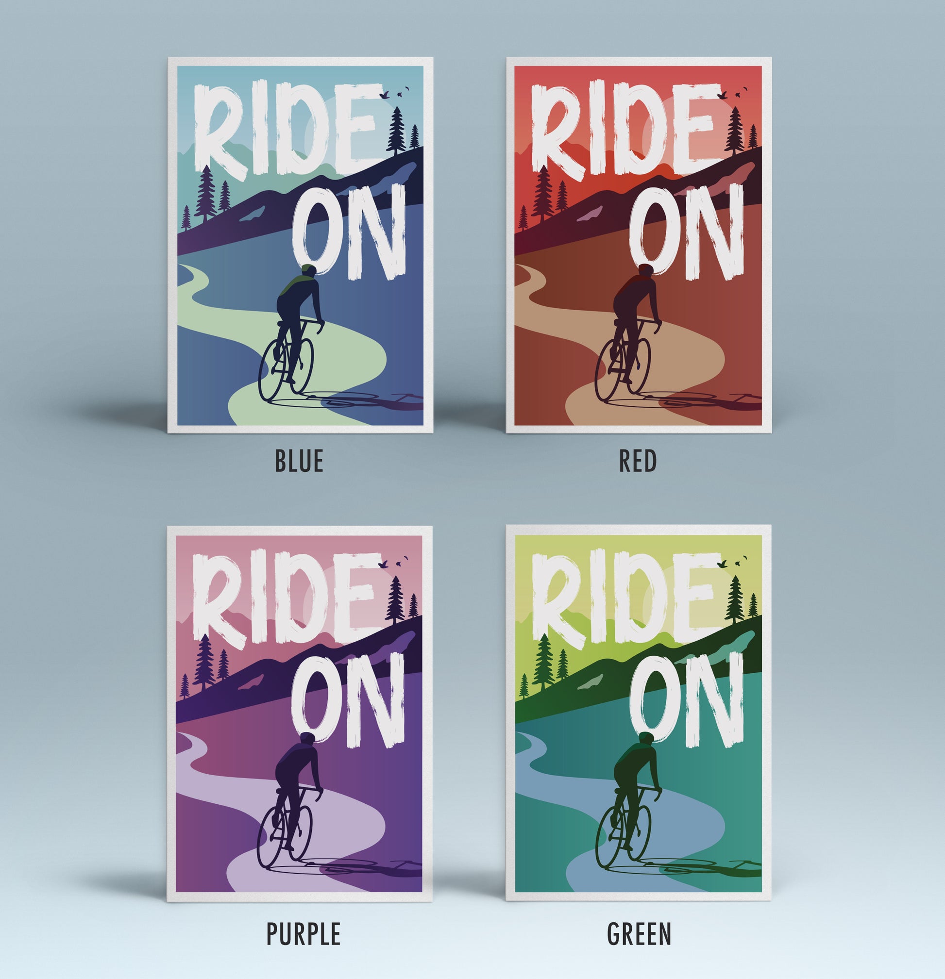 Ride On! Motivational Cycling Poster - Cycling illustration Art Print ...