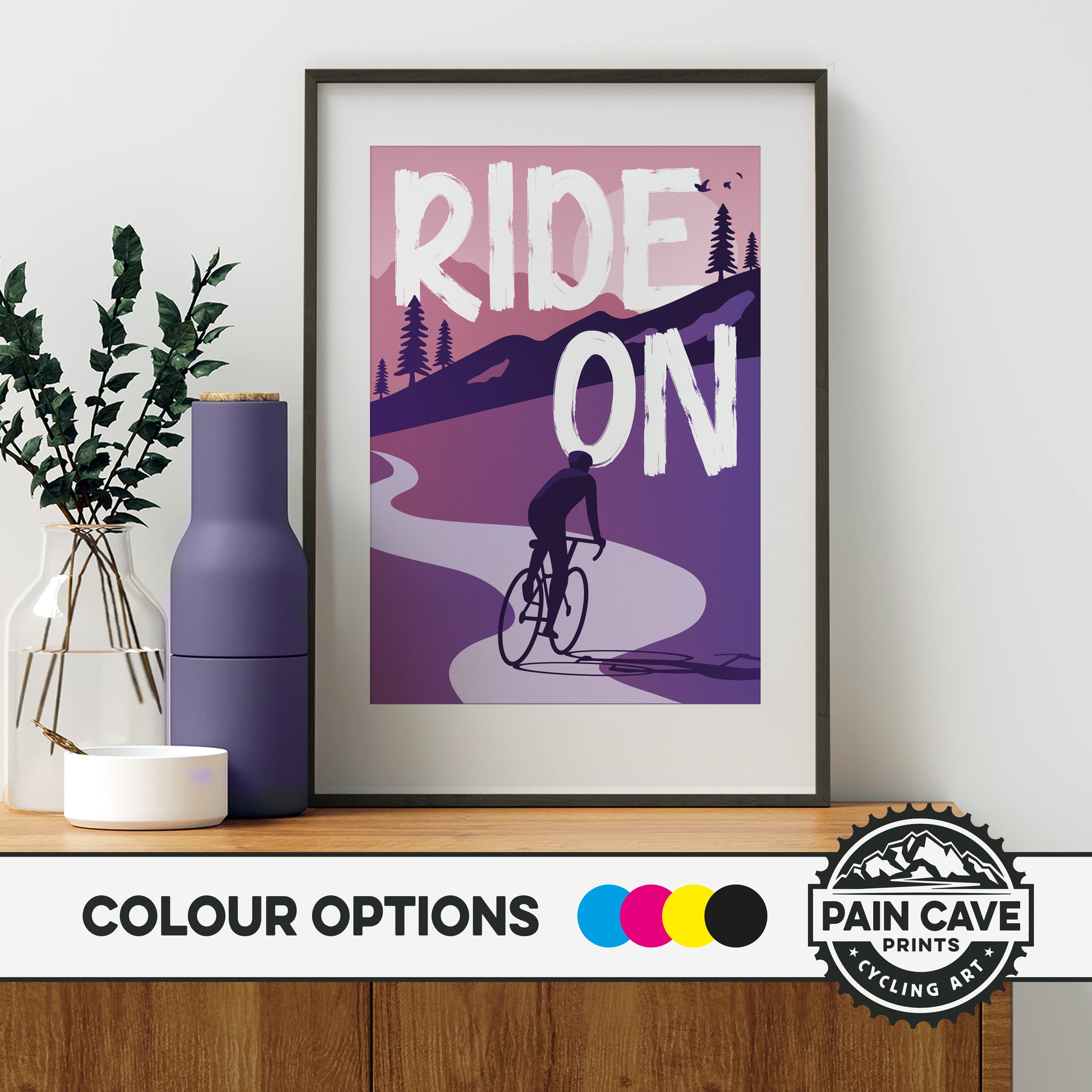 Ride On! Motivational Cycling Poster - Cycling illustration Art Print ...