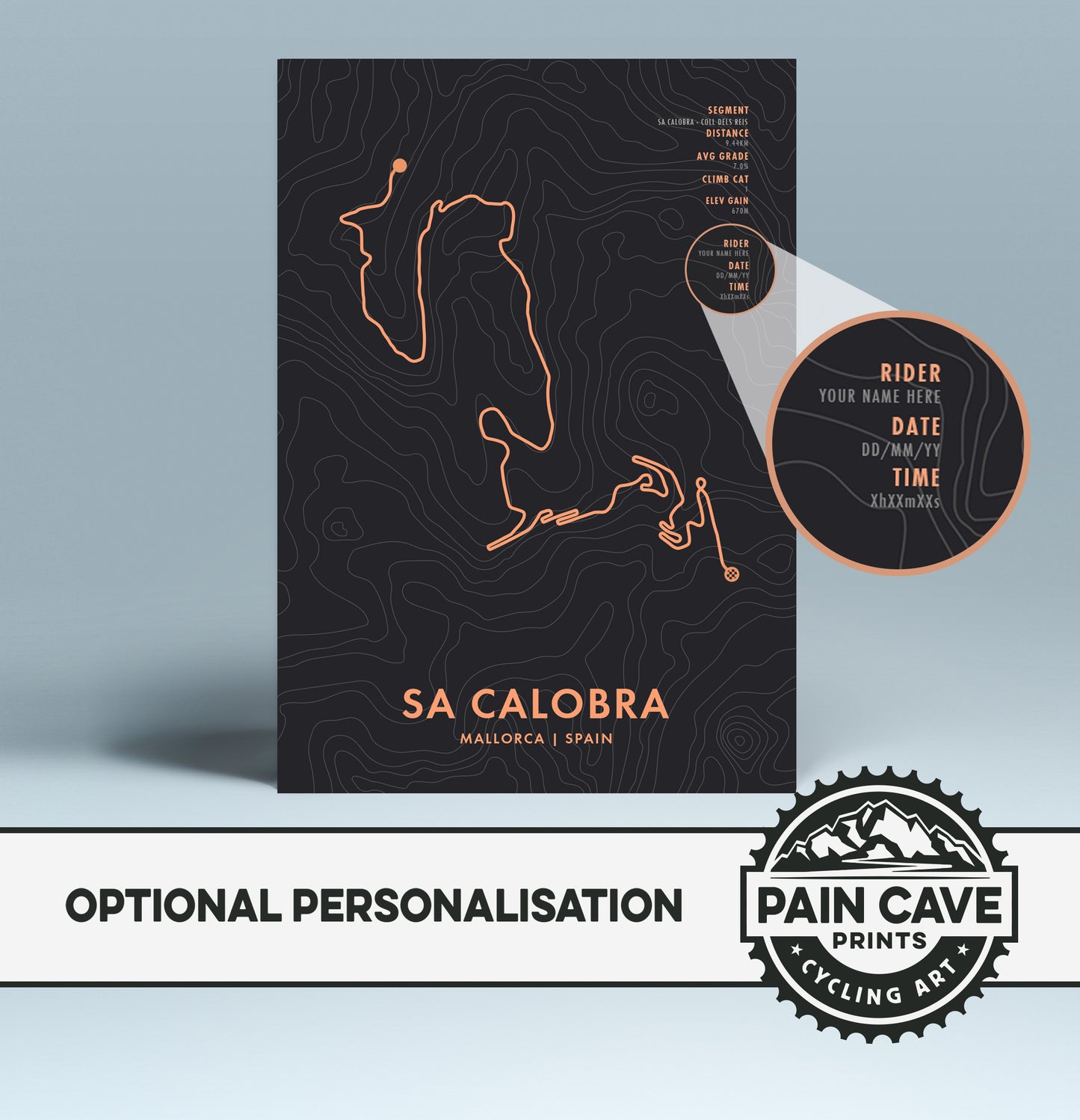 Sa Calobra Cycling Art Print - Route Map Poster with Personalisation