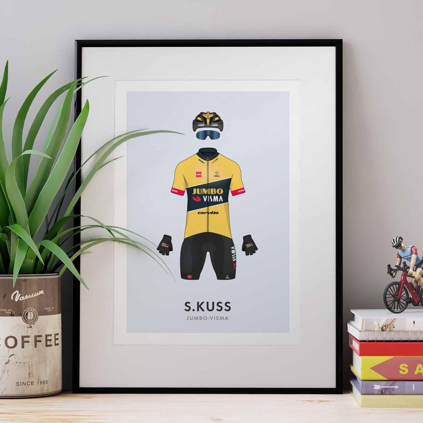 Sepp Kuss Cycling Art Print -Jersey & Bicycle Illustration