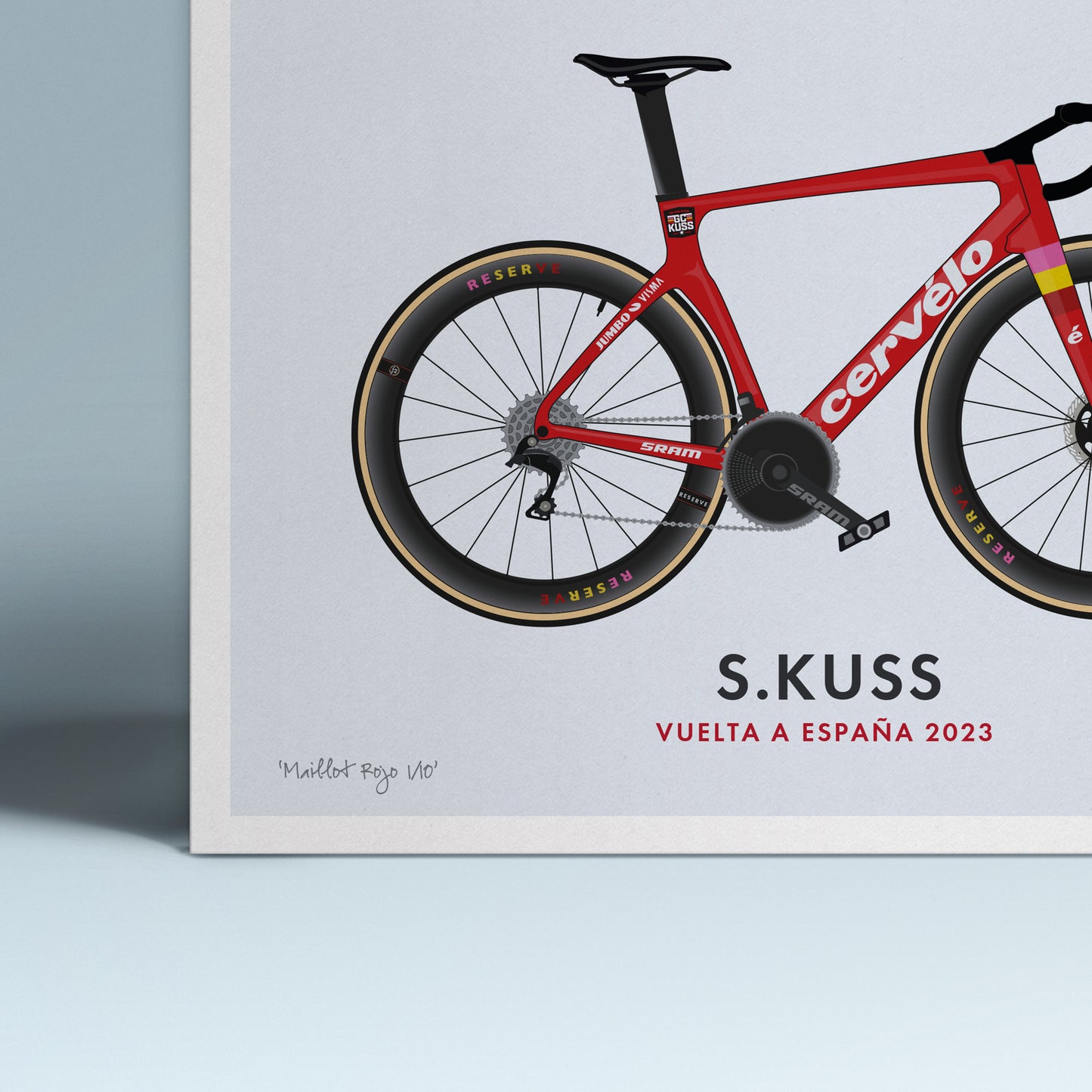 Sepp Kuss Cycling Art Print -Jersey & Bicycle Illustration