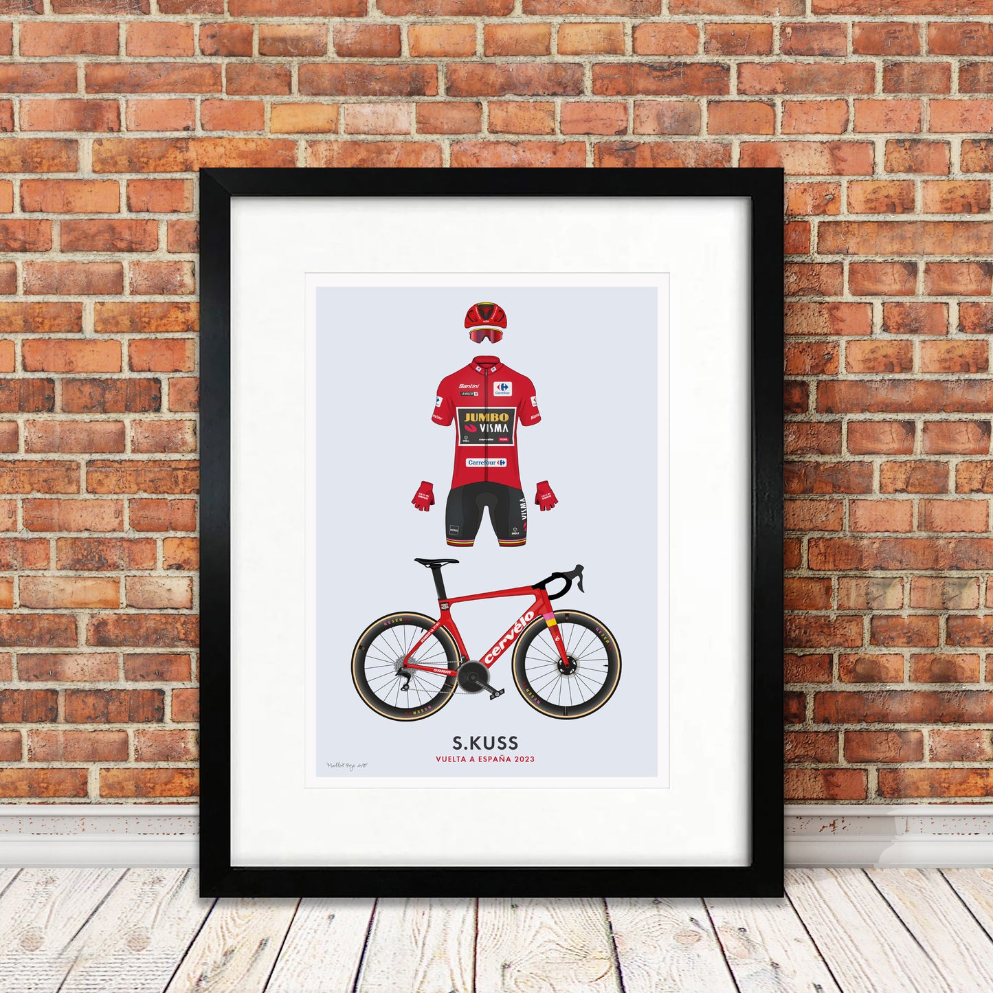 Sepp Kuss Cycling Art Print -Jersey & Bicycle Illustration