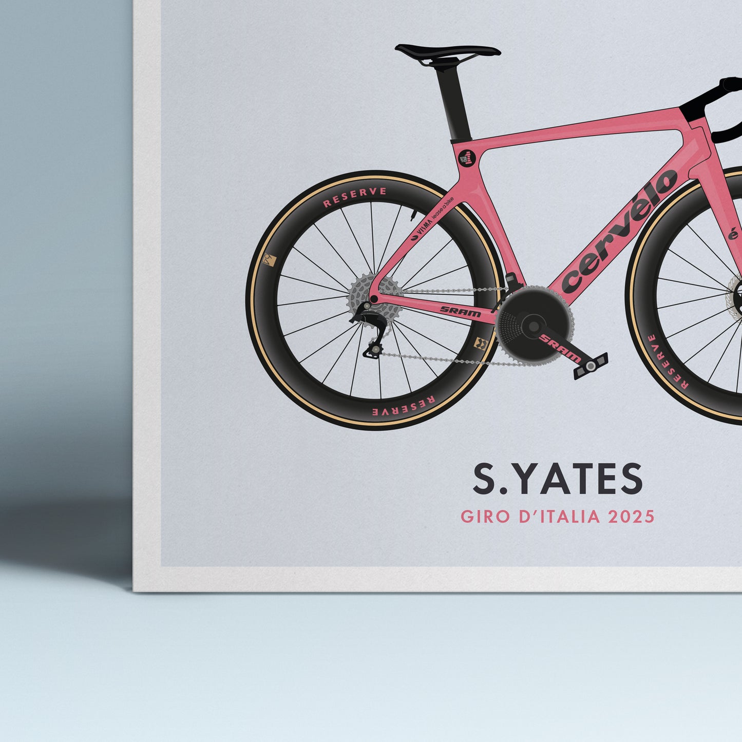 Simon Yates - Giro Edition - Cycling Art Print - Jersey & Bicycle Illustration