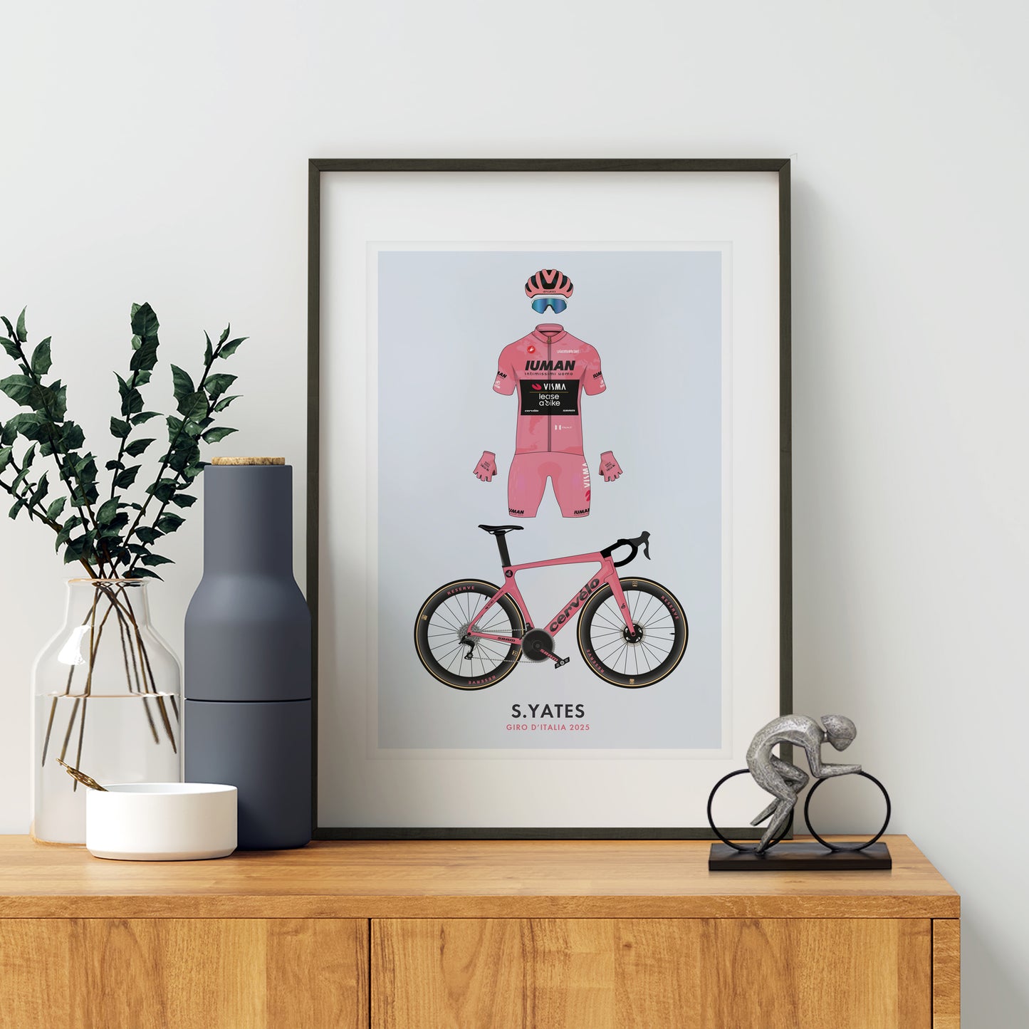 Simon Yates - Giro Edition - Cycling Art Print - Jersey & Bicycle Illustration