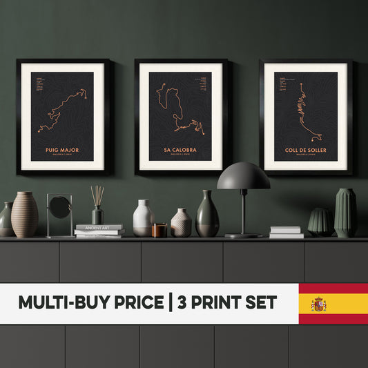 Epic Spanish Cycling Climbs Wall Art Print Triptych