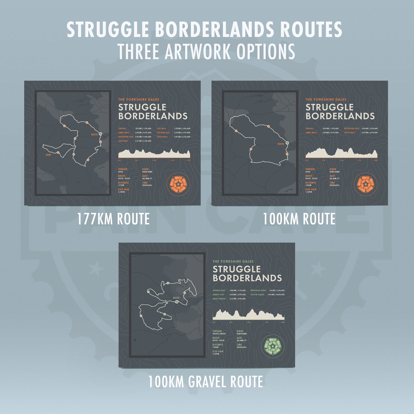 Struggle Borderlands - Personalised Cycling Sportive Art Print