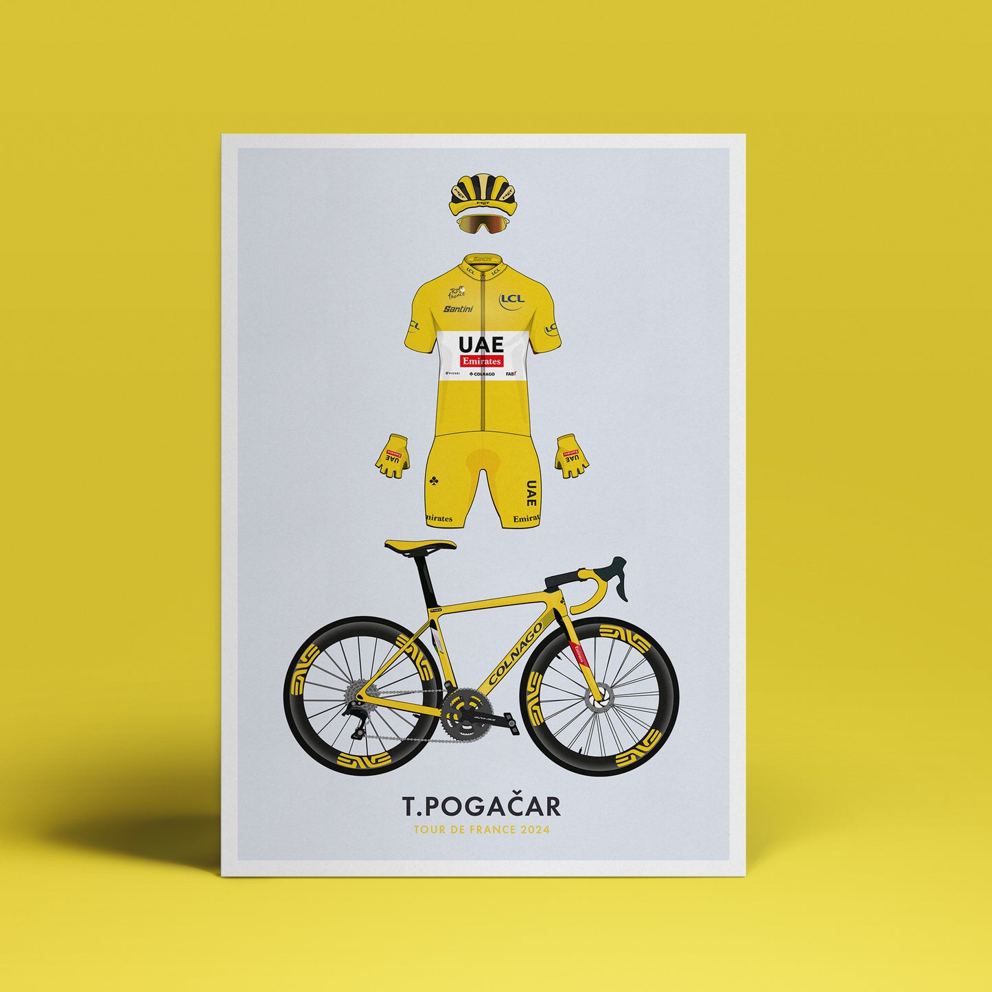 Tadej Pogacar - Tour de France Edition - Cycling Art Print lllustration