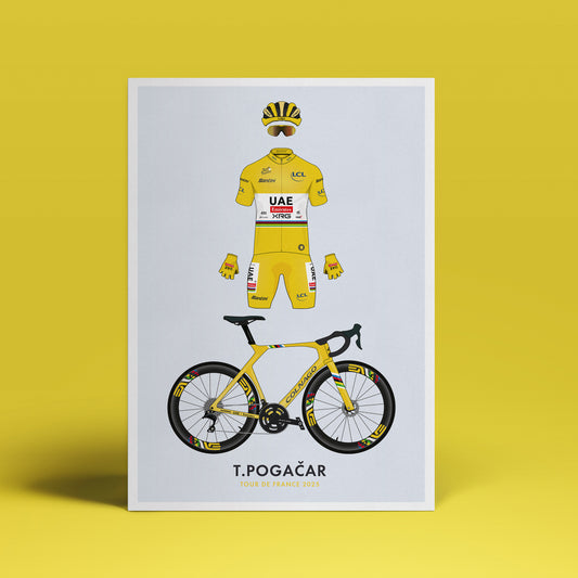 Tadej Pogacar - Tour de France Edition - Cycling Art Print lllustration