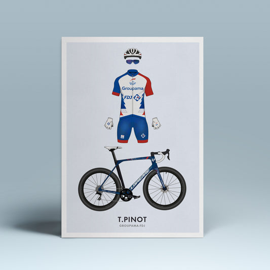 Thibaut Pinot Cycling Art Print -Jersey & Bicycle Illustration