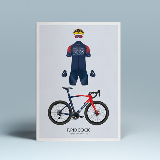 Tom Pidcock Cycling Art Print -Jersey & Bicycle Illustration