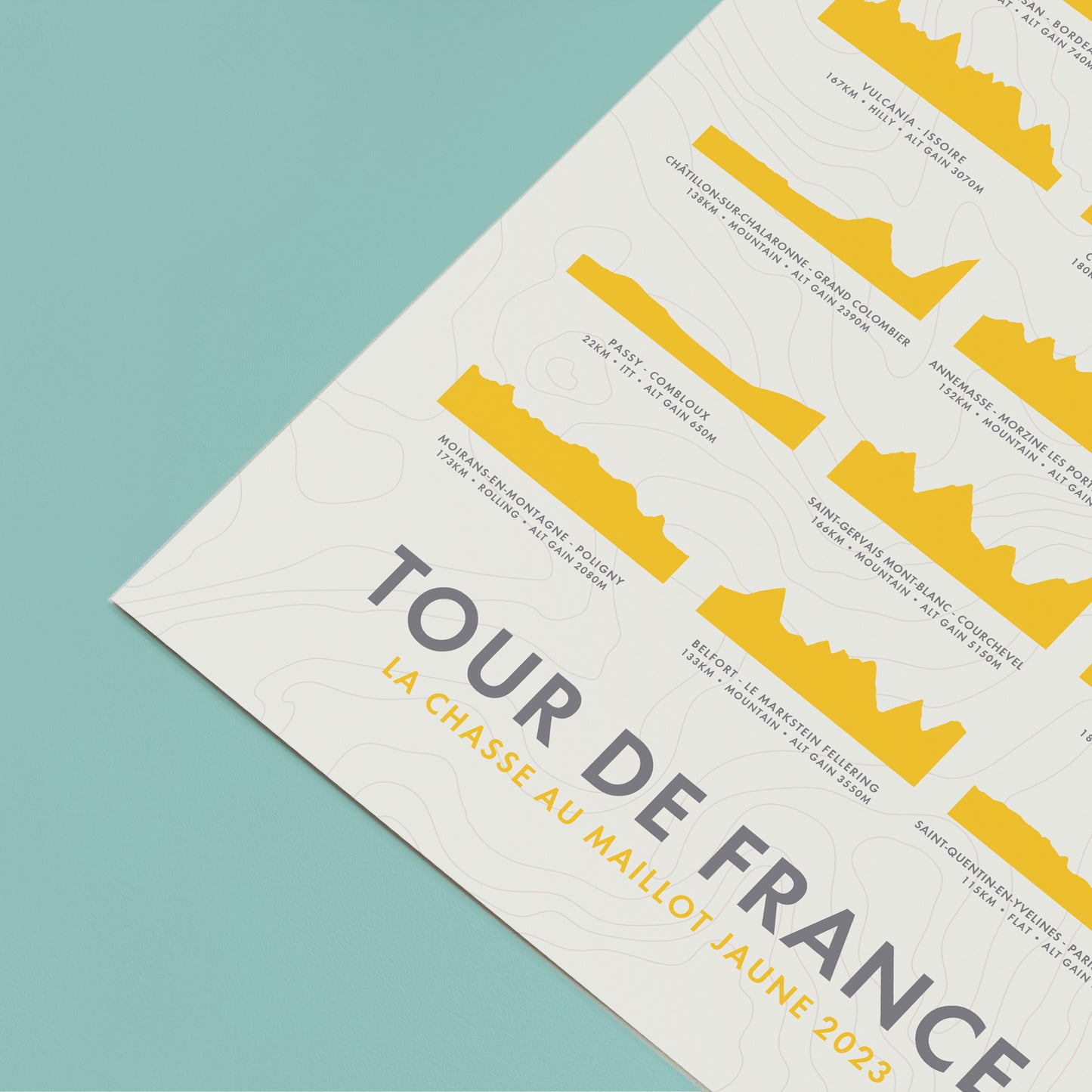 Cycling Grand Tour Posters - Stage Route Elevation Profiles Art Prints