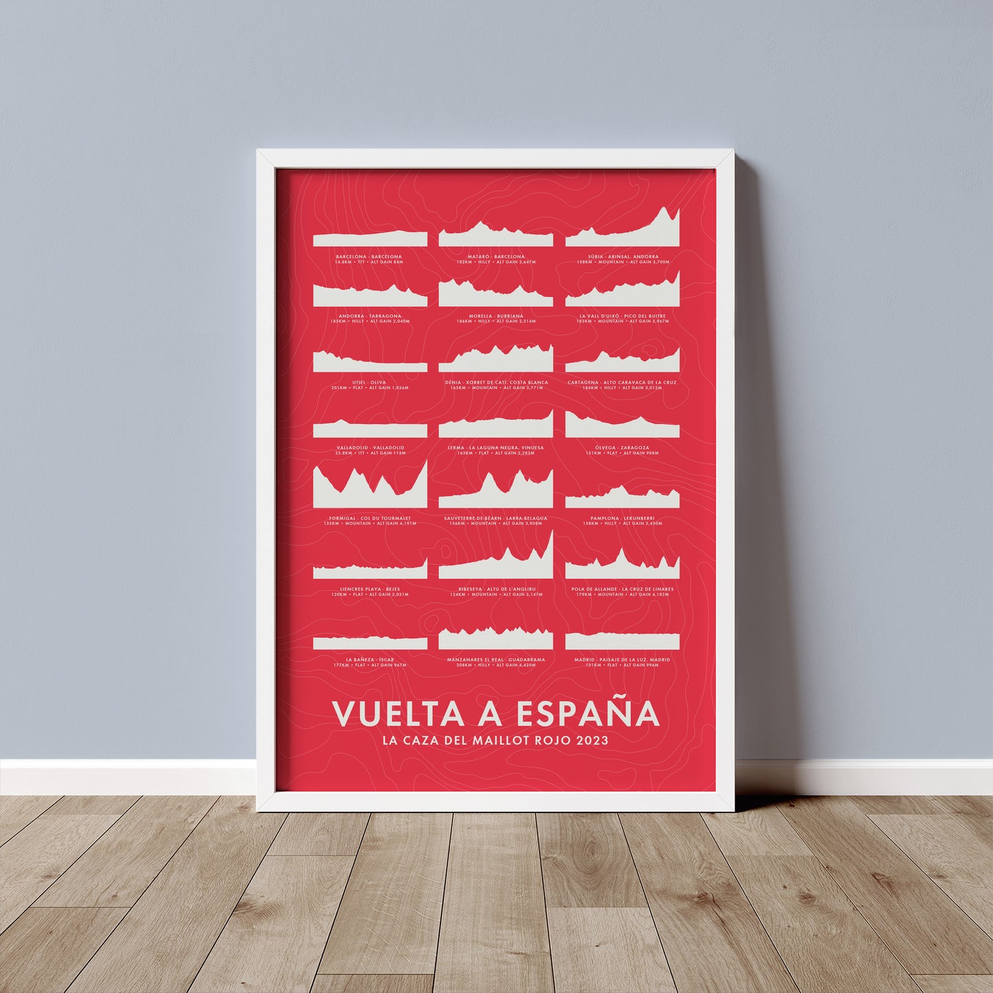 Cycling Grand Tour Posters - Stage Route Elevation Profiles Art Prints