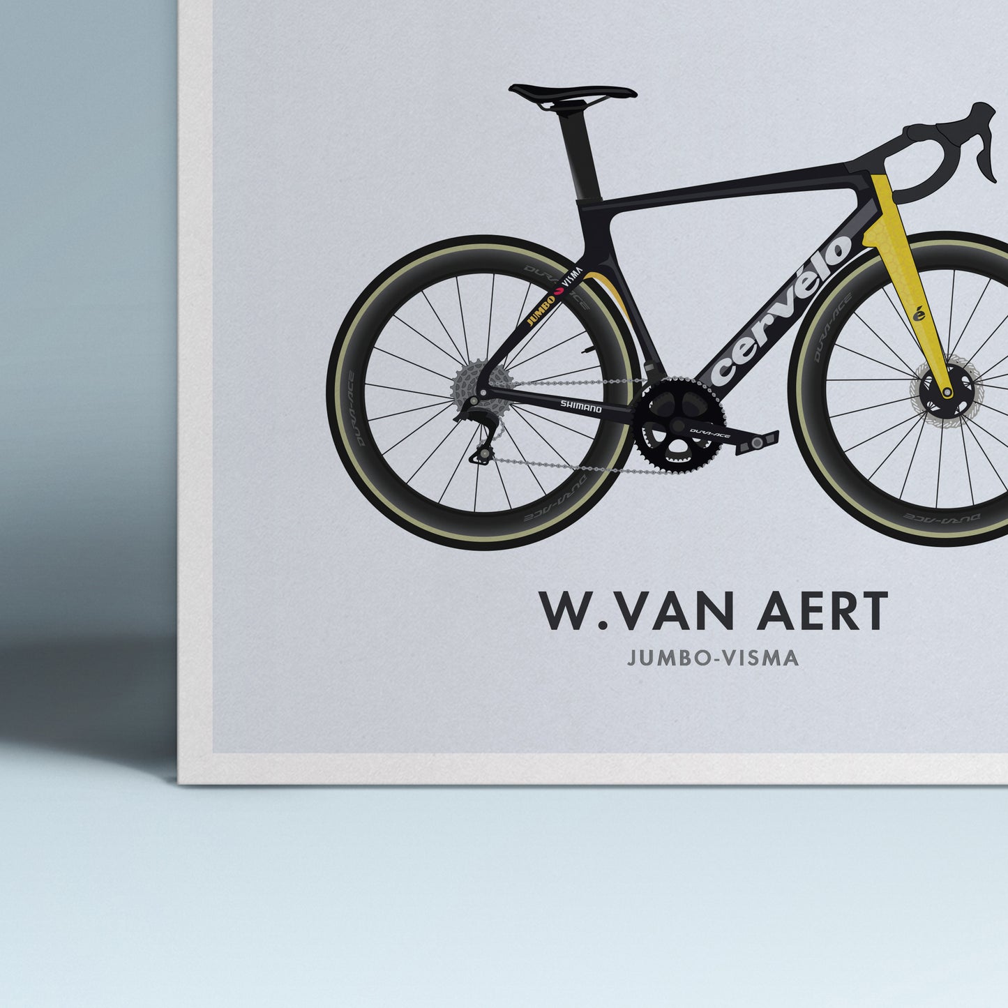 Wout Van Aert Cycling Art Print -Jersey & Bicycle Illustration