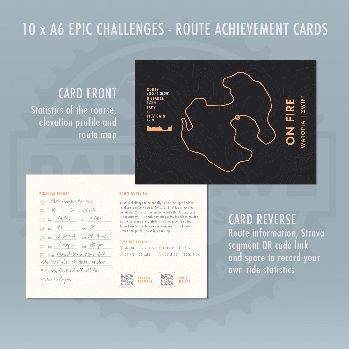 Zwift Bucket List Rides - Cycling Achievement Cards - Cycling Gifts