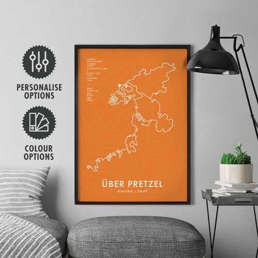 Zwift Pretzel Routes Cycling Route Map Poster - Personalised Options