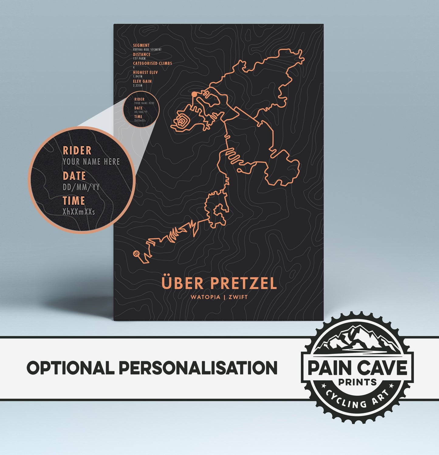 Zwift Pretzel Routes Cycling Route Map Poster - Personalised Options