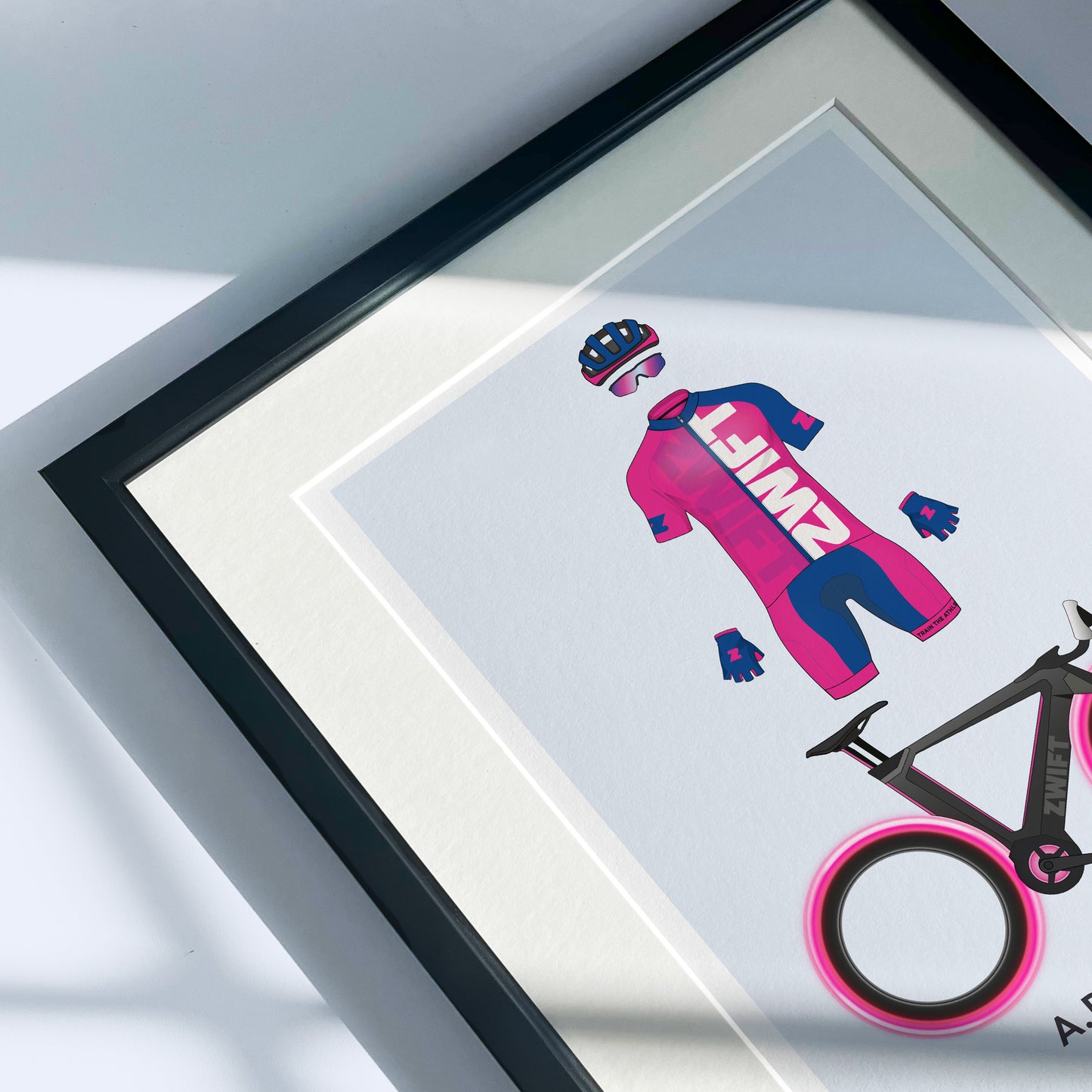 Zwift Rider & Tron Bike - Personalised Cycling Art Print