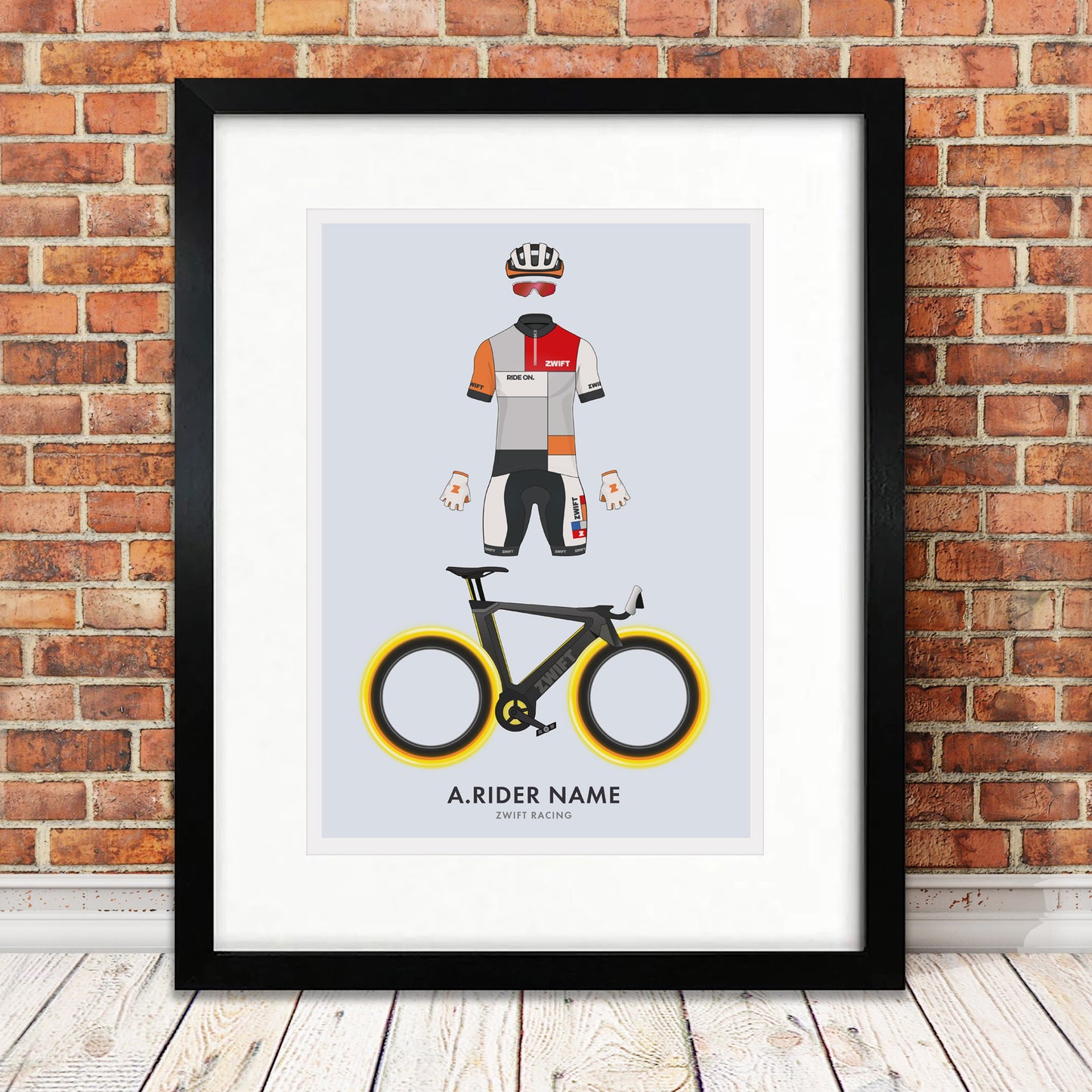 Zwift Rider & Tron Bike - Personalised Cycling Art Print