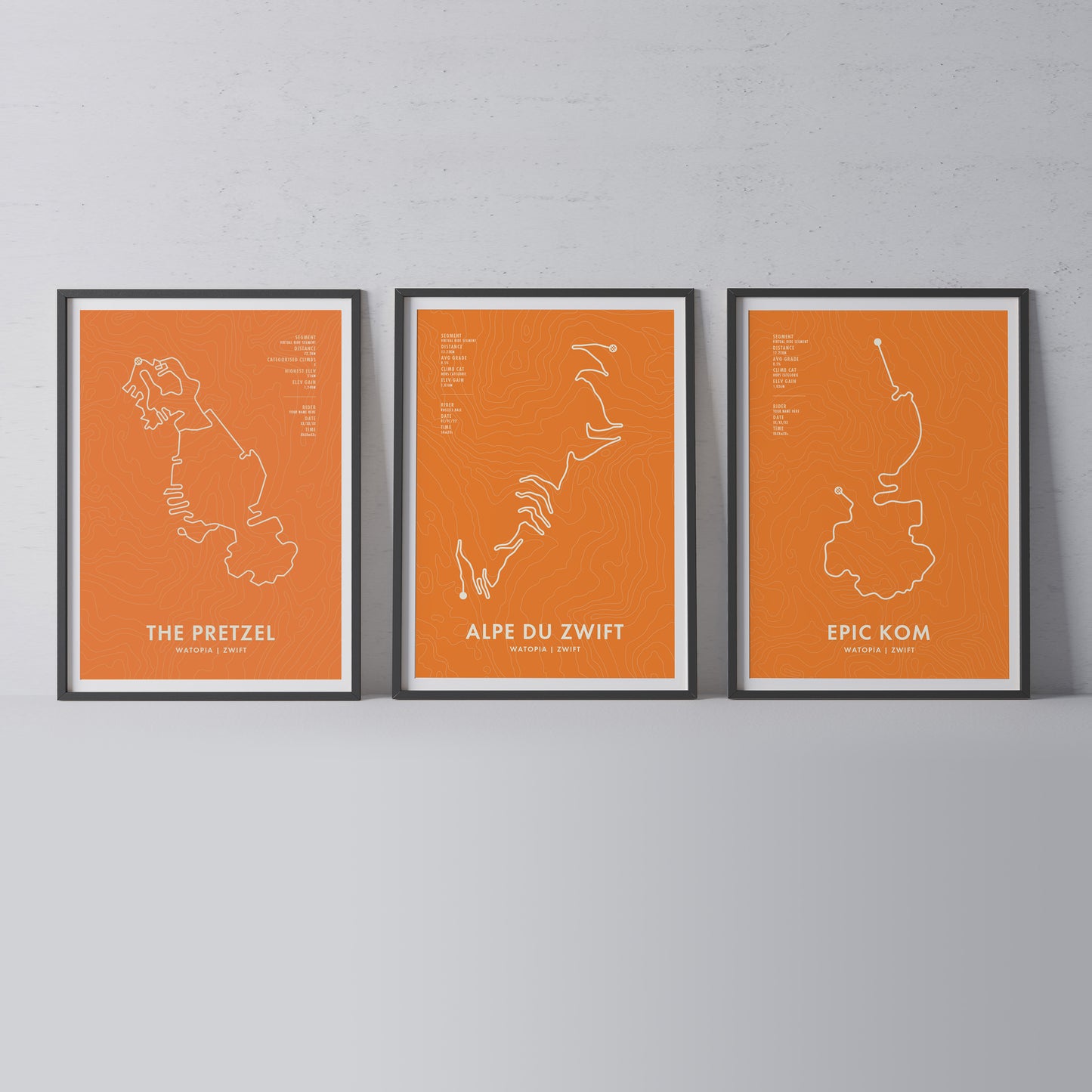 Zwift Watopia Epic Rides Wall Art Print Triptych